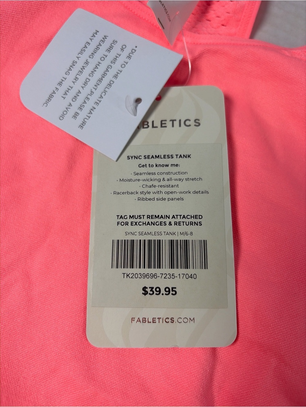 Fabletics Sync Seamless Tank Womens M Pink Racerback Mesh Workout Top NWT - Picture 7 of 9
